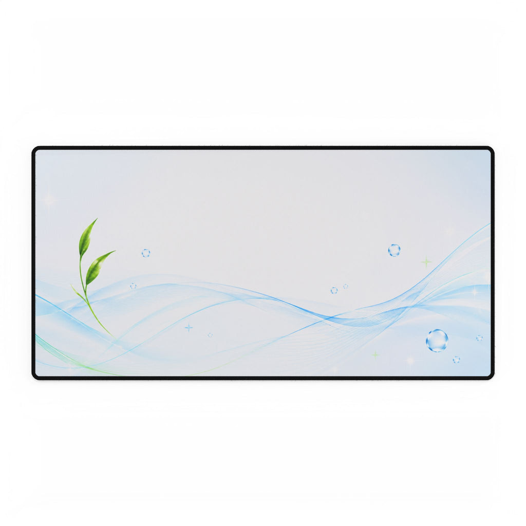 Refreshing Water Wave Desk Mat — Large Office Mousepad with Leaf Accent