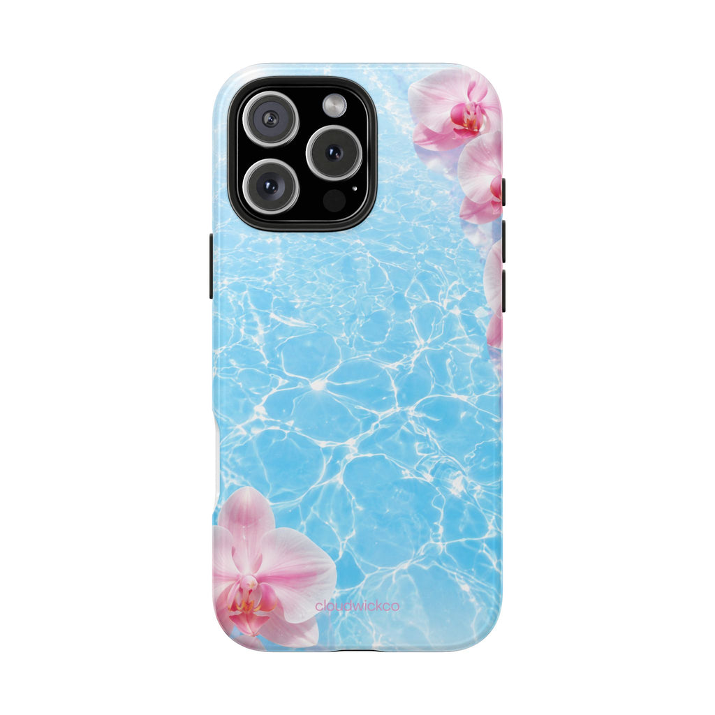 Orchid Pool Tough Phone Case — Floral Water Ripple Protective Cover