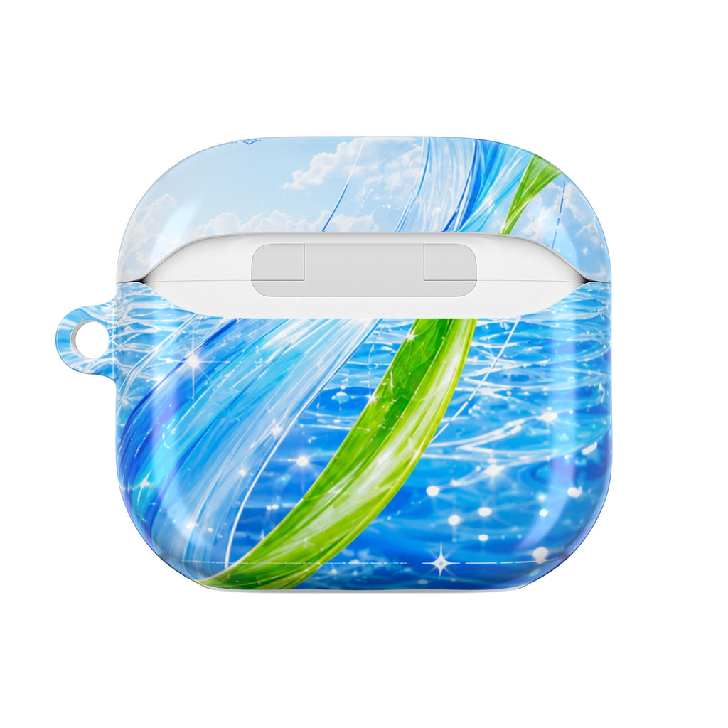 Ocean Wave AirPod Case — Blue Sea Water + Green Leaf Design