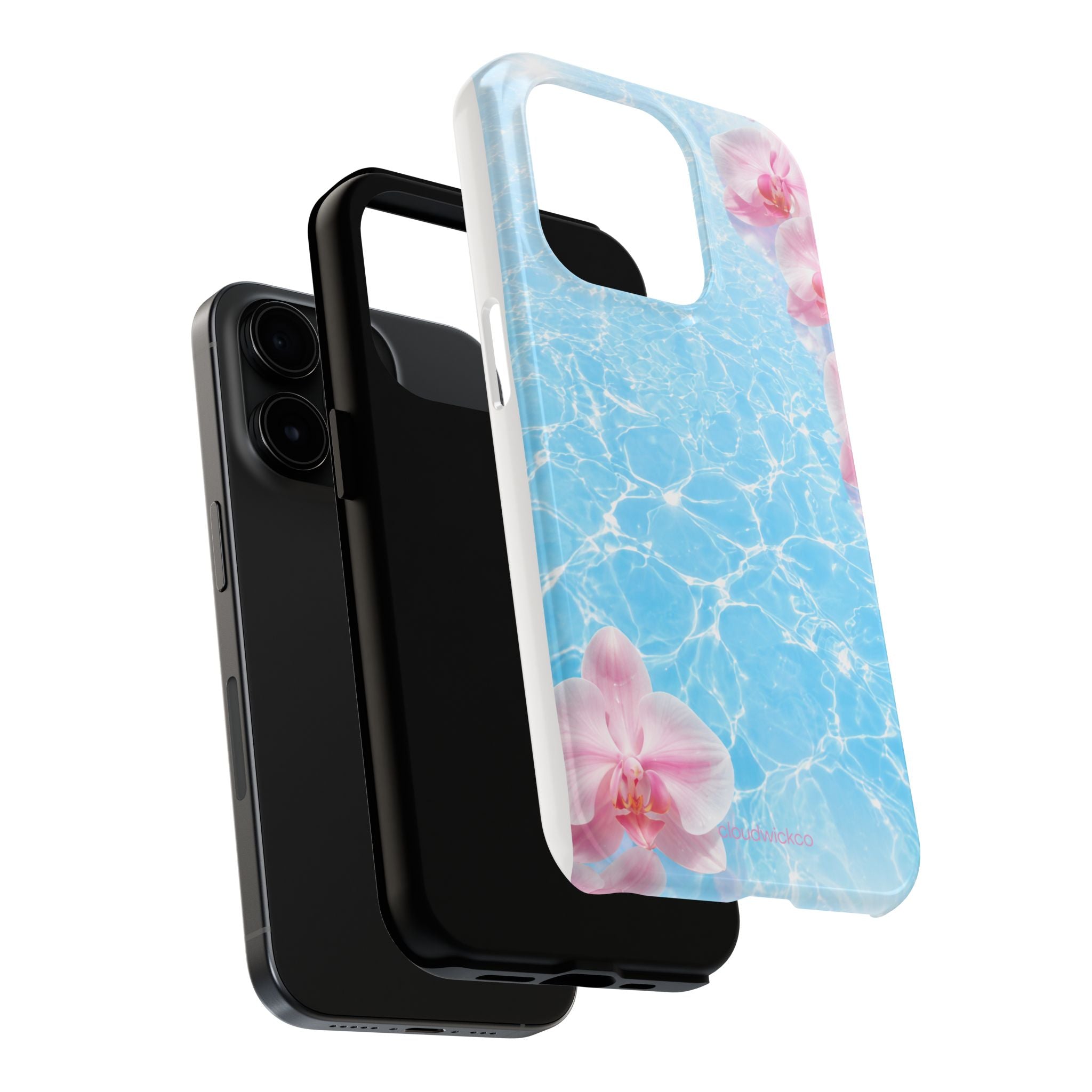 Orchid Pool Tough Phone Case — Floral Water Ripple Protective Cover