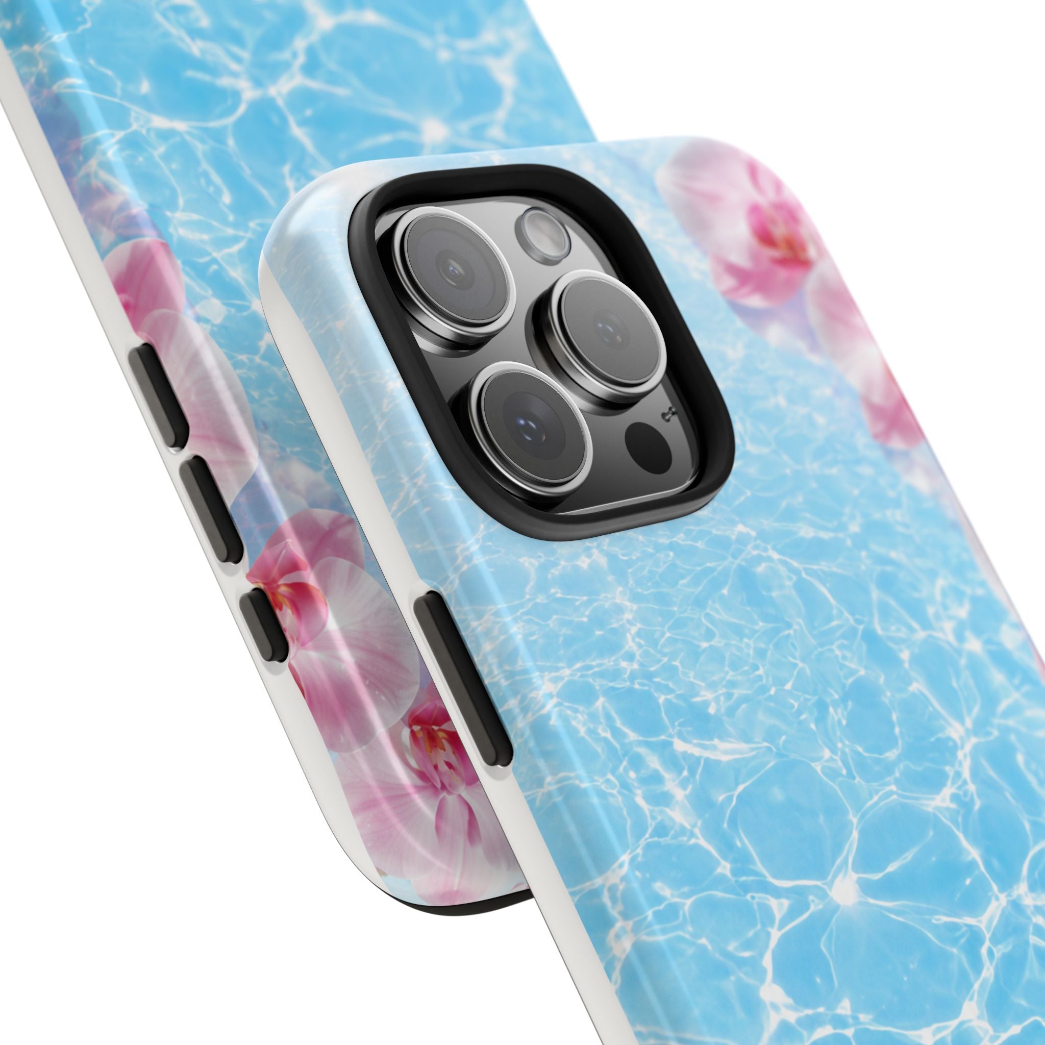 Orchid Pool Tough Phone Case — Floral Water Ripple Protective Cover