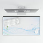 Refreshing Water Wave Desk Mat — Large Office Mousepad with Leaf Accent