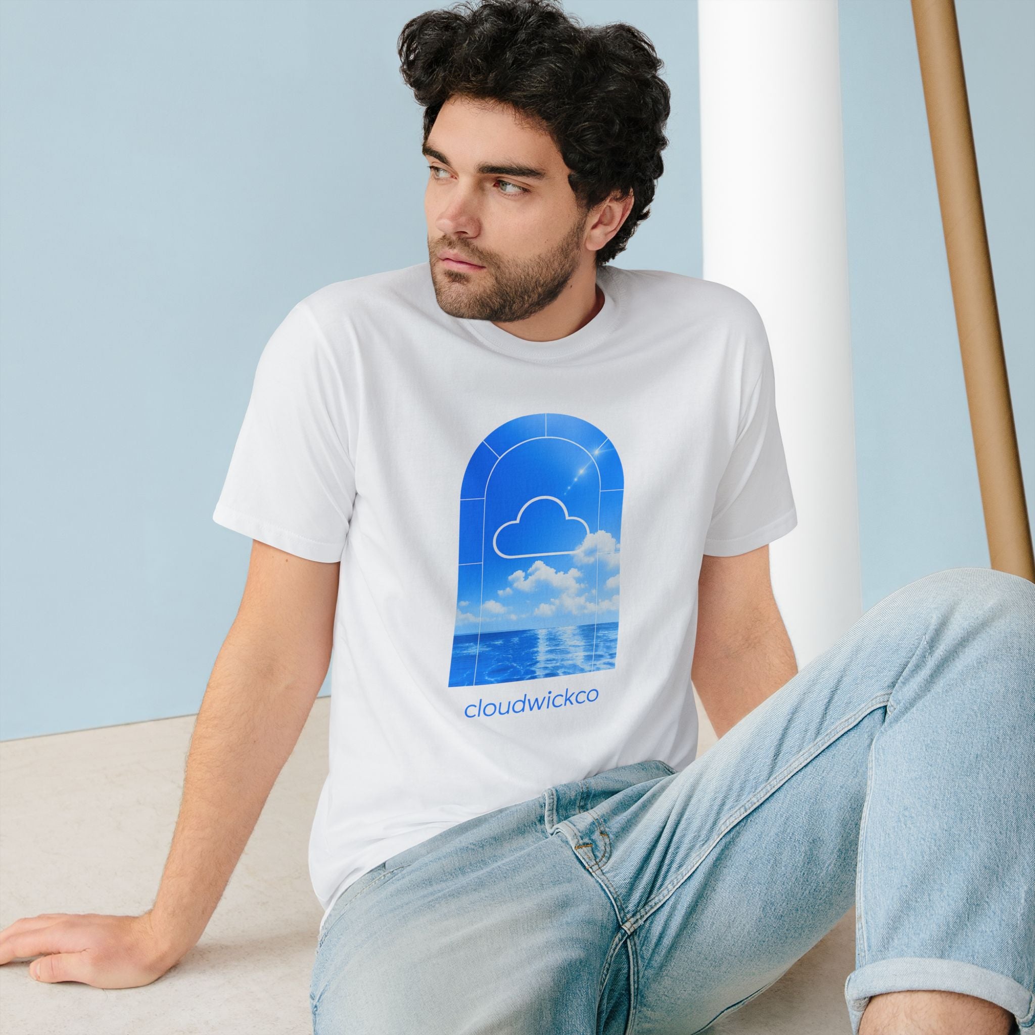 Cloud Window Organic T-Shirt — 'cloudwickco' Sky & Sea Graphic