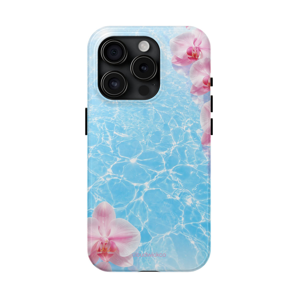 Orchid Pool Tough Phone Case — Floral Water Ripple Protective Cover
