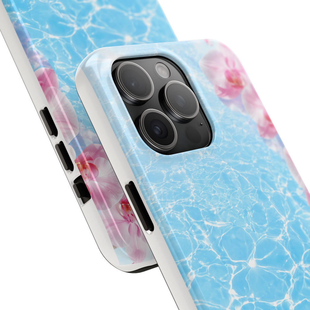Orchid Pool Tough Phone Case — Floral Water Ripple Protective Cover