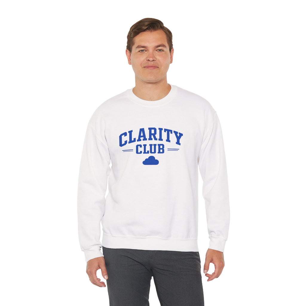 Clarity Club Crewneck Sweatshirt — Minimal Cloud Graphic