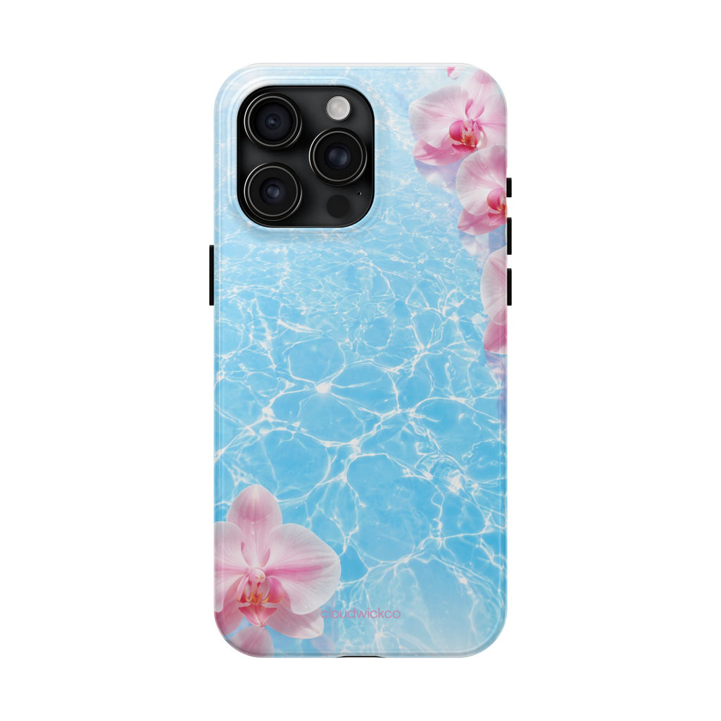 Orchid Pool Tough Phone Case — Floral Water Ripple Protective Cover