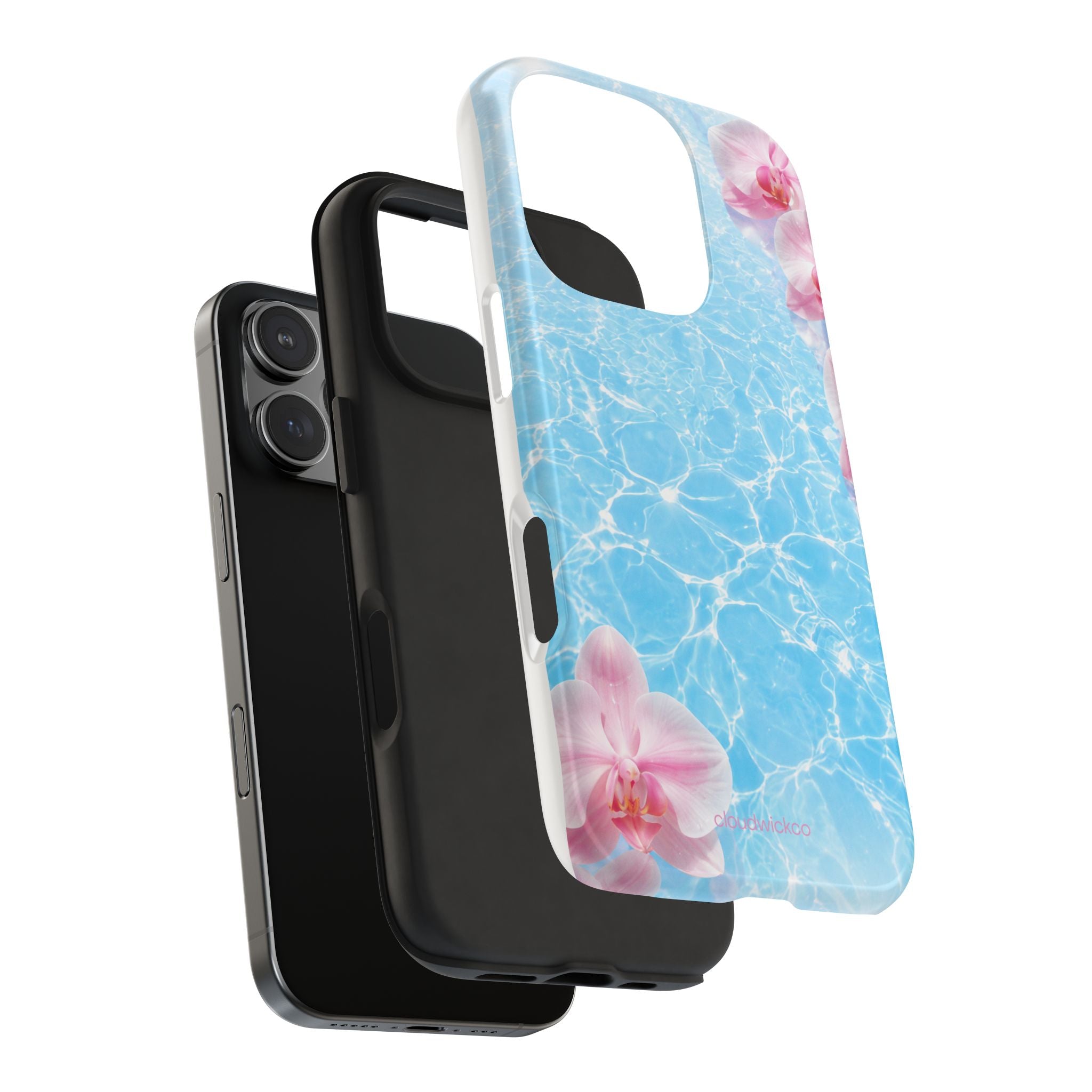 Orchid Pool Tough Phone Case — Floral Water Ripple Protective Cover