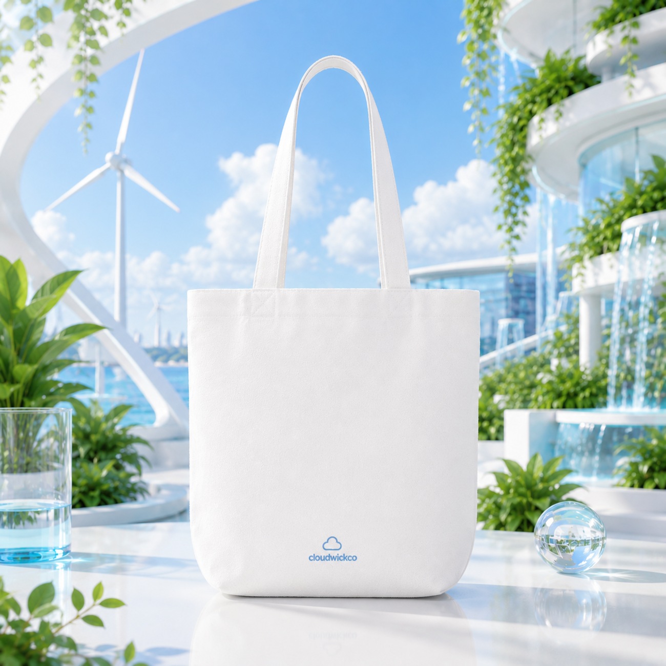 Eco Crystal Tote Bag — "feel the future" Canvas Reusable Market Bag