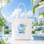 Eco Crystal Tote Bag — "feel the future" Canvas Reusable Market Bag