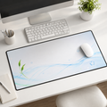 Refreshing Water Wave Desk Mat — Large Office Mousepad with Leaf Accent