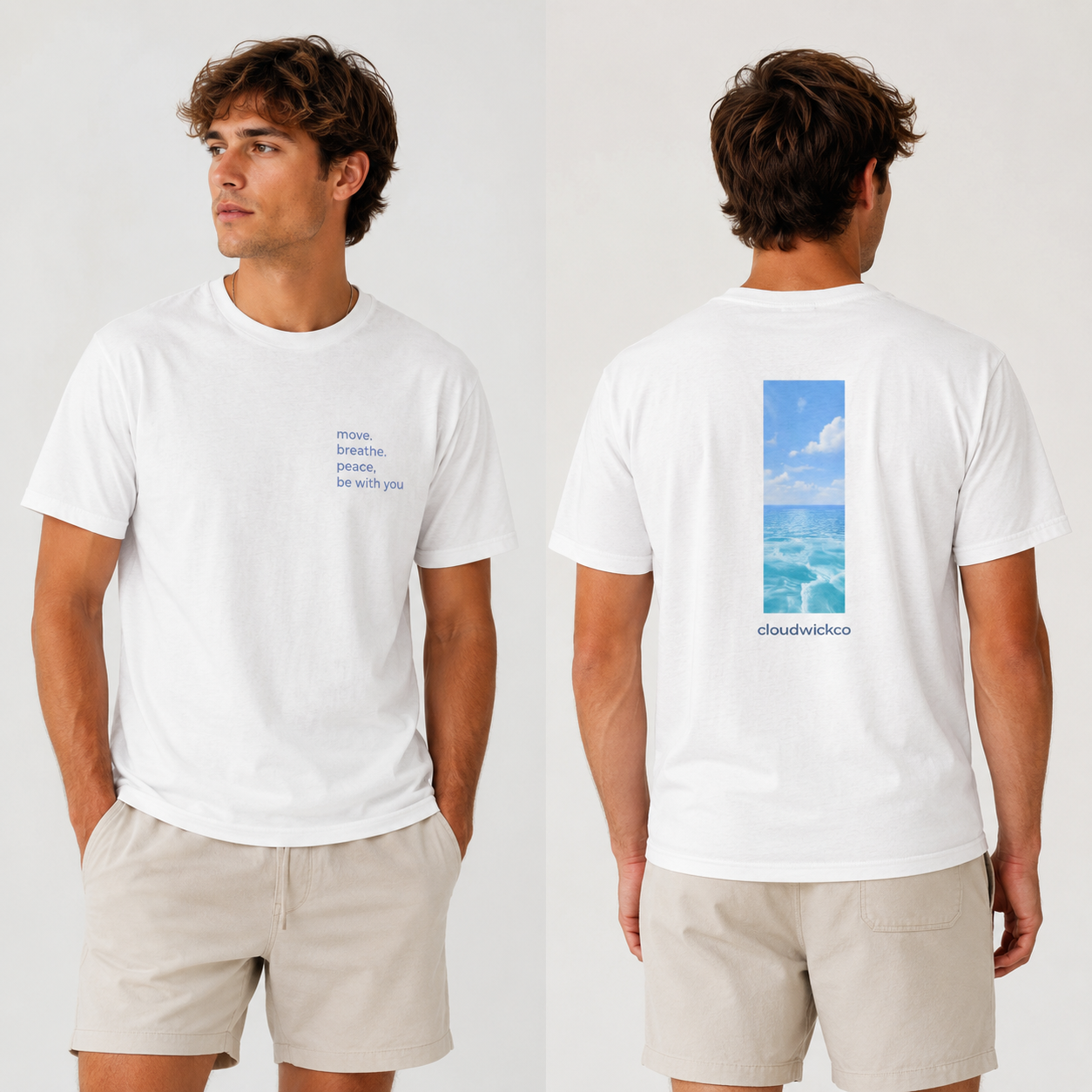 Crew Tee - "Breathe Be With You" Ocean Graphic T‑Shirt