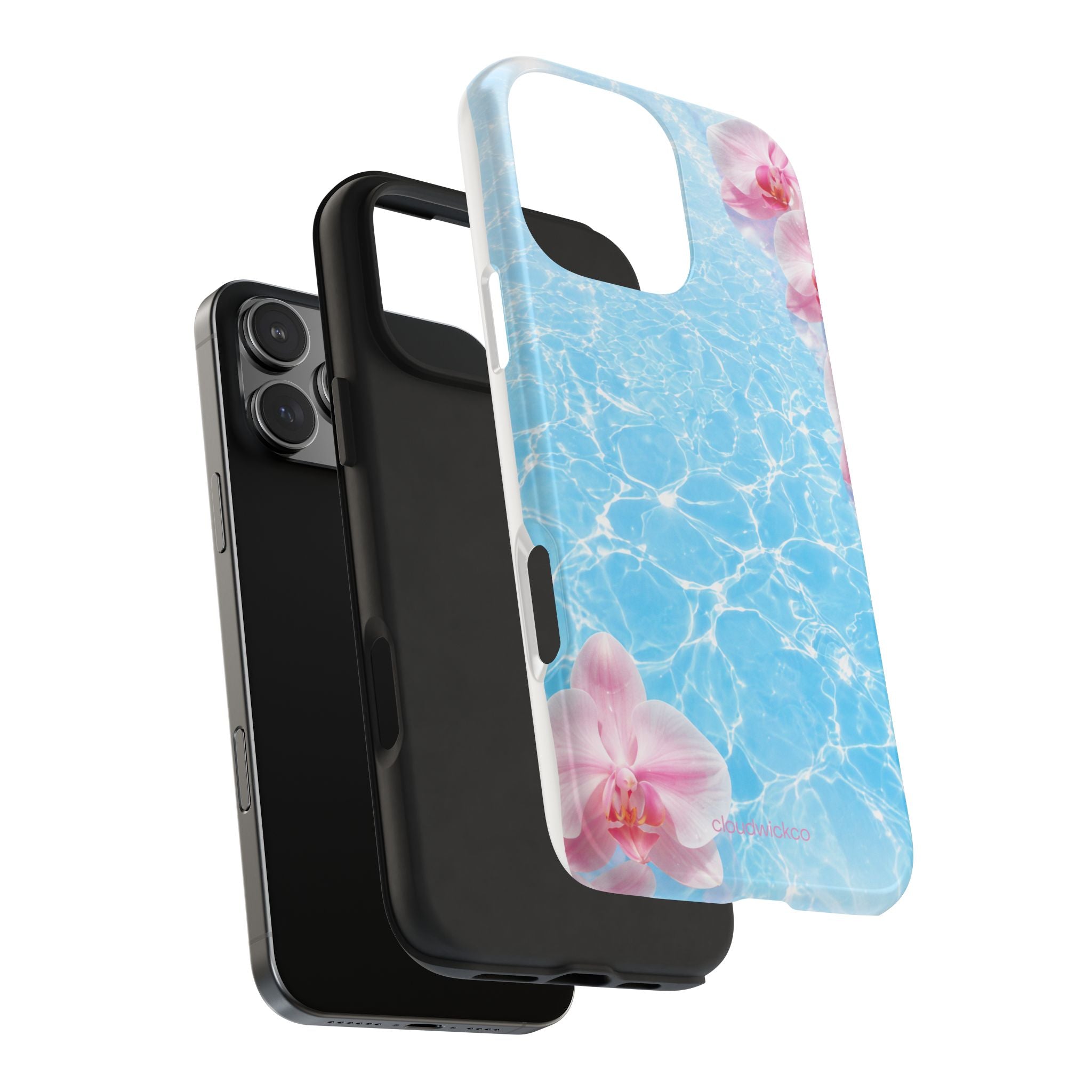 Orchid Pool Tough Phone Case — Floral Water Ripple Protective Cover