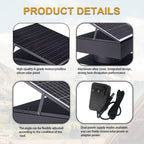 14" Adjustable Square Solar Roof Exhaust Fan, 60W Dual Power Attic Ventilator
