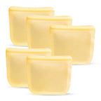purifyou Reusable Silicone Storage Snack Bags 6oz / 16oz / 32oz / 64oz Self-Seal Food Storage Container for Fruits, Vegetables, Sandwiches, Dishwasher Safe & Leak-free