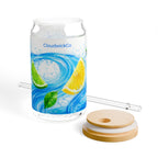 Citrus Splash Sipper Glass — 16oz Lemon Lime Tumbler with Straw