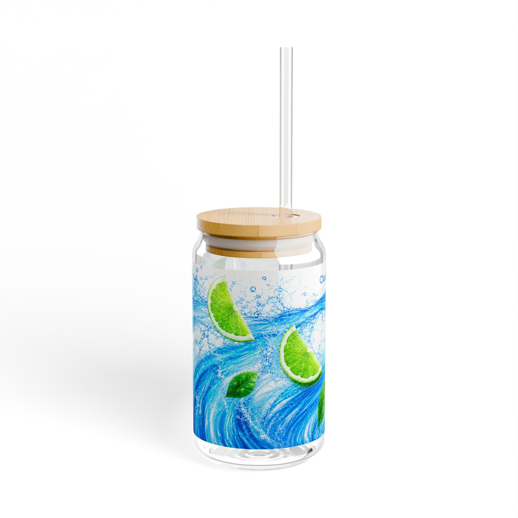 Citrus Splash Sipper Glass — 16oz Lemon Lime Tumbler with Straw
