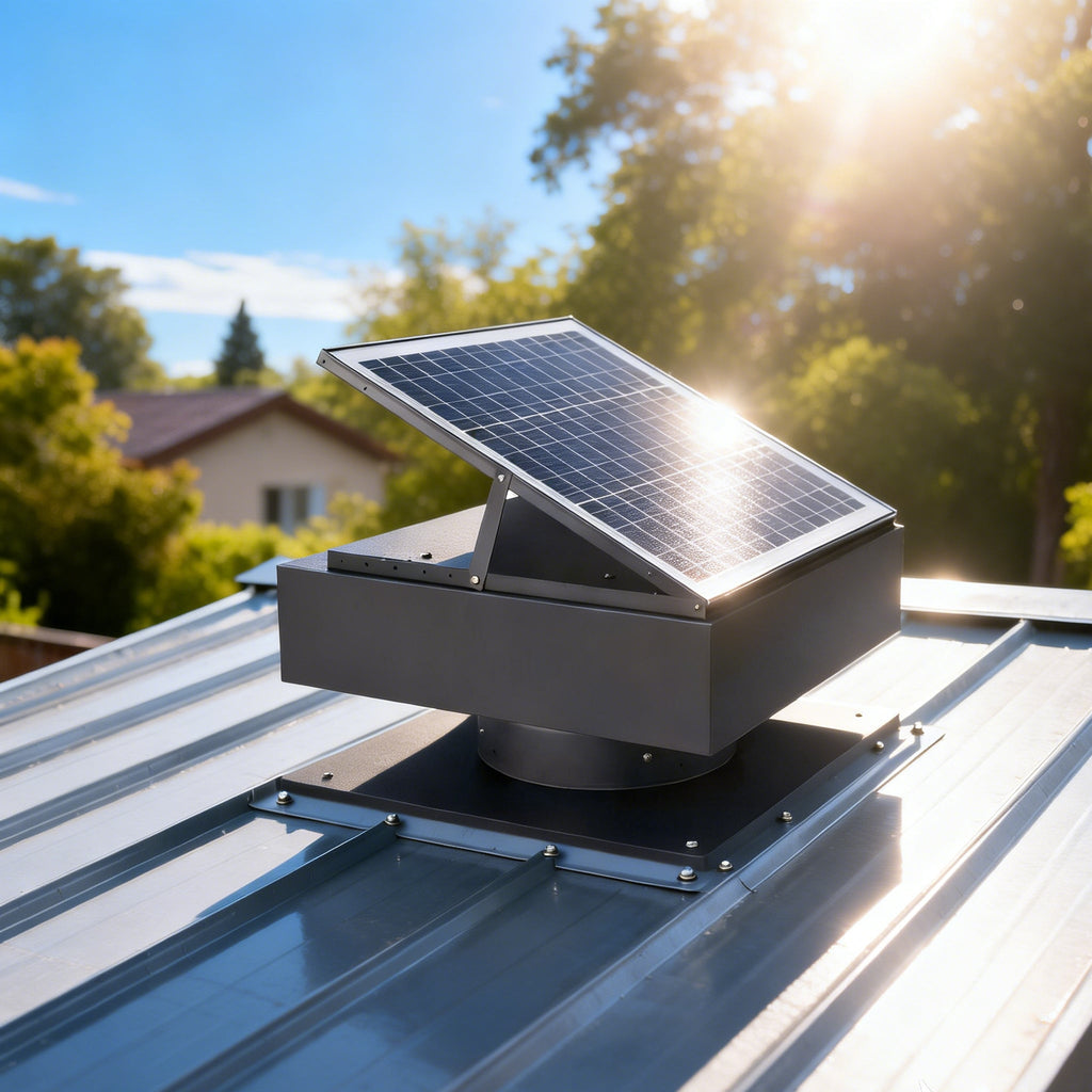 14" Adjustable Square Solar Roof Exhaust Fan, 60W Dual Power Attic Ventilator